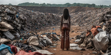 Unidentified Togolese woman in a landfill. Togo people suffer of poverty due to the bad economyの素材