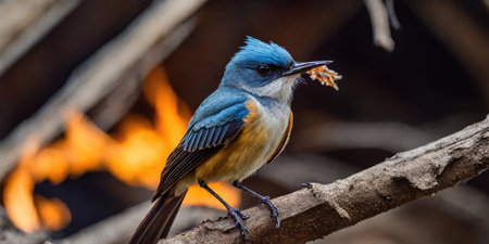 Superb Blue Flycatcher (Cyornis superbus) on a branchの素材