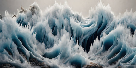 Ice formations on the surface of the Baikal lake, Russiaの素材