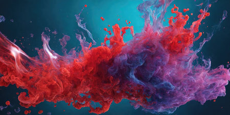 Red ink in water. Abstract background. 3d rendering, 3d illustration.の素材