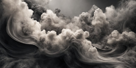 Black and white cloud of smoke. Abstract background. Design element.の素材
