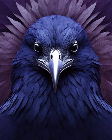 Portrait of a beautiful eagle with a purple background. 3d renderingの素材