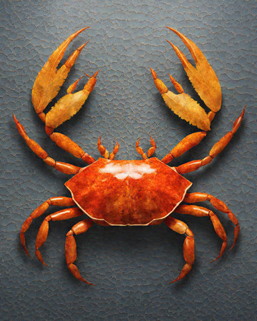 Crab on a leather background. Vector illustration. Eps 10.の素材