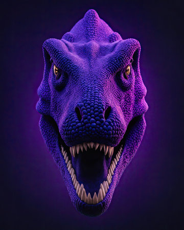 dinosaur head, 3d rendering, computer digital drawing, purple backgroundの素材
