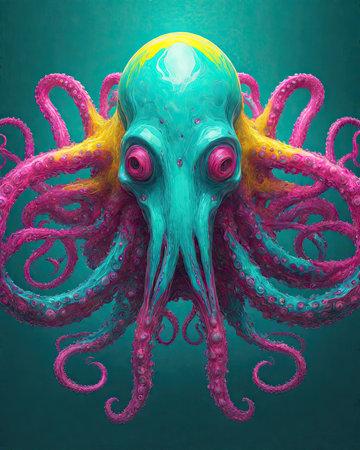 Octopus. 3D illustration. 3D CG. High resolution.の素材