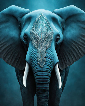 Elephant head with ornamental mandala on it, conceptual imageの素材