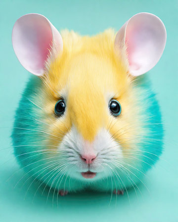 Cute hamster on a turquoise background. Studio shot.の素材