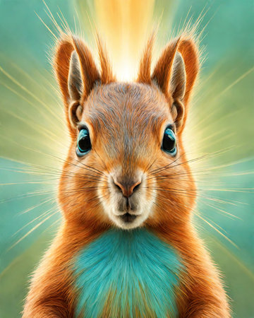 Squirrel with blue eyes. 3d rendering. Computer digital drawing.の素材