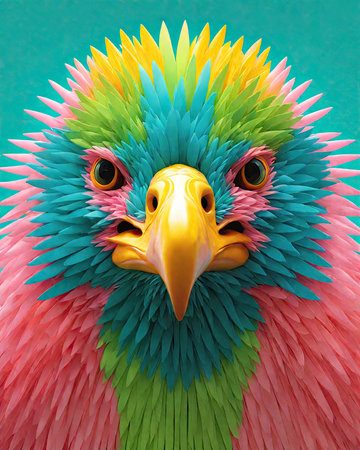 Eagle head on a turquoise background, 3d renderの素材