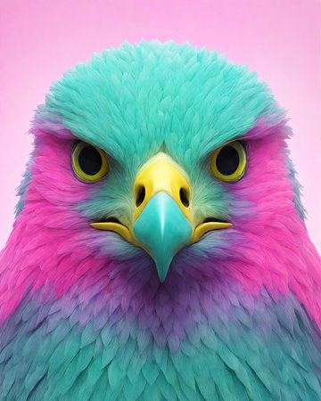 eagle head on a pink background. 3d render illustration.の素材