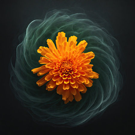 Chrysanthemum flower on a black background. 3d illustrationの素材