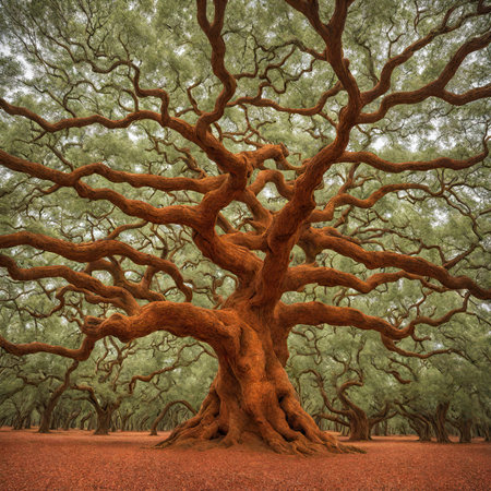 Old big tree in the forest. 3D illustration. Computer generated image.の素材