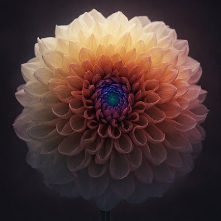 Beautiful dahlia flower on dark background, close-upの素材