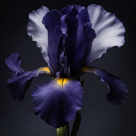 Blue iris flower on a dark background. Close-up.の素材