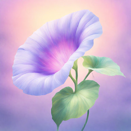 Blue morning glory flower on a blurred background. Floral background.の素材