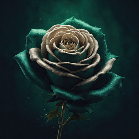 close up of beautiful rose on dark green background with grunge effectの素材