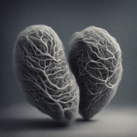 Human lungs made of white plastic on a gray background. Toned.の素材