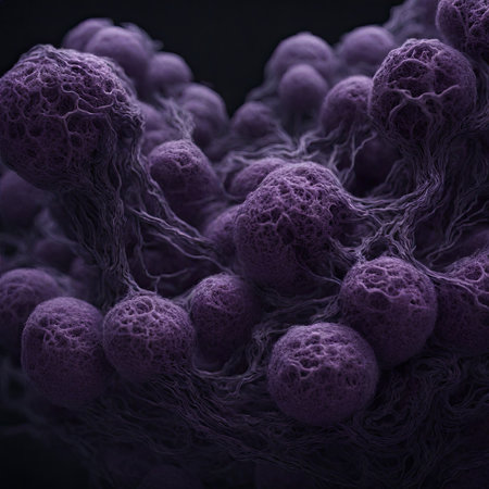 cancer cell made in 3d software, computer generated abstract background, purple cancer cellの素材
