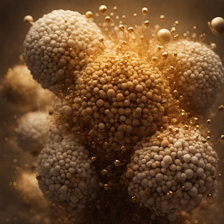 3d rendering of abstract background with golden particles in it. 3d illustration.の素材
