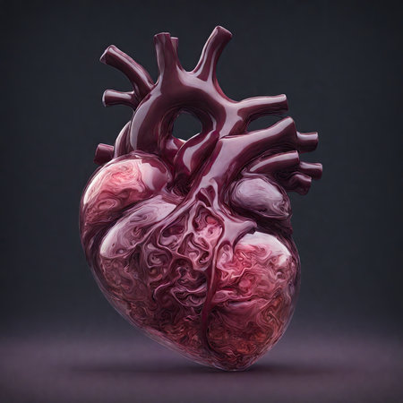 Human heart on a dark background. 3d rendering, 3d illustration.の素材