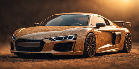 3D rendering of a brand-less generic concept car in studio environmentの素材