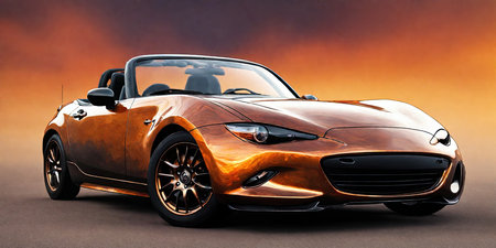 Modern luxury sports car in orange color on a brown background. 3d renderingの素材