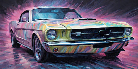 Vintage american car illustration. Retro car. Side view.の素材