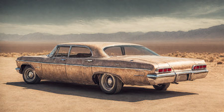 Vintage car in the middle of the desert of Namibia.の素材