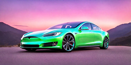 3D rendering of a brand-less generic concept car in the desertの素材