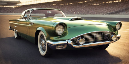 Classic american car on the background of the stadium. Retro carの素材