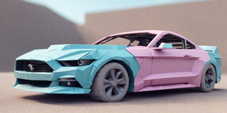 toy car on the background of a gray wall. 3d renderingの素材