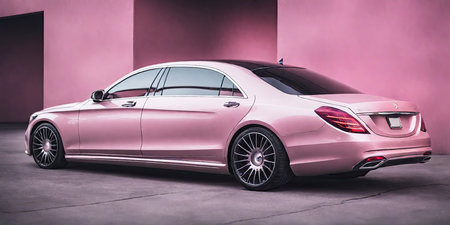 Modern luxury car in the showroom. 3d rendering. Computer digital drawing.の素材