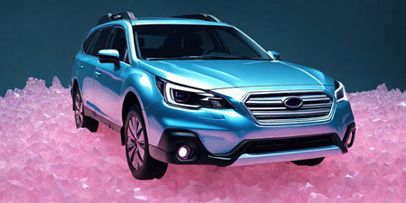 3D rendering of a brand-less generic SUV in studio environmentの素材