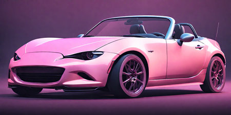 Modern sports car coupe on a purple background. 3d renderingの素材