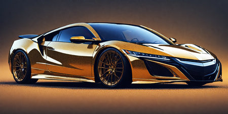 3D rendering of a brand-less generic concept car in studio environmentの素材