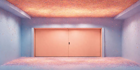 3d rendering of an empty room with a door in the middleの素材