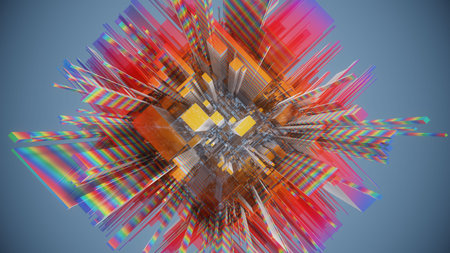 3d illustration of abstract geometric composition,digital art works. Computer generated graphics.の写真素材