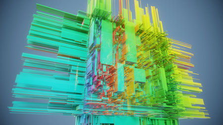 3d rendering of abstract geometric composition,digital art works. Computer generated image.の写真素材