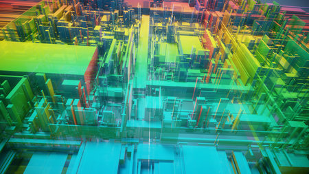 3d render of abstract technology background. High-tech circuit board.の写真素材