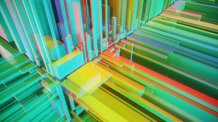 3d rendering, abstract geometric composition, vibrant colors, computer generated imagesの写真素材
