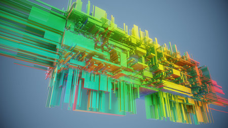 3d rendering of abstract geometric composition,digital art works. Computer generated image.の写真素材