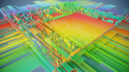 3D rendering of abstract technology digital hi tech concept. Computer generated imageの写真素材