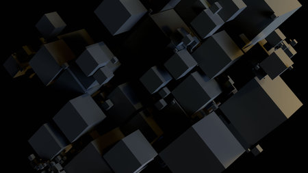 Abstract 3d rendering of geometric shapes. Bended stripes background. Reflective surface pattern. Reflective surface.の写真素材