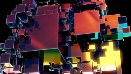 Abstract 3d rendering of chaotic geometric shapes. Futuristic background design.の写真素材