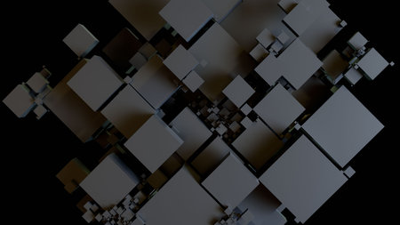 Abstract 3d rendering of chaotic geometric shapes. Bended stripes. Reflective surface. Reflective surface.の写真素材