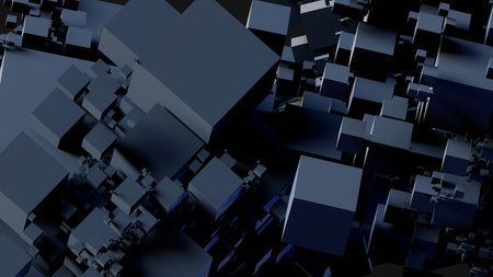 Abstract 3d rendering of geometric shapes. Futuristic background design with cubes.の写真素材