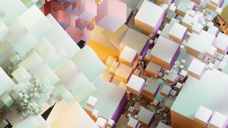 Abstract 3d rendering of chaotic geometric shapes. Bauhaus retro background.の写真素材