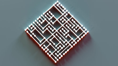 Circuit board in the form of a maze. 3d renderingの写真素材