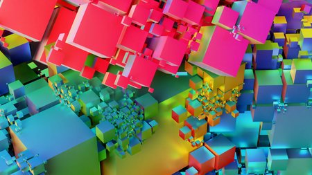 abstract 3d illustration of colorful cubes background for creative design work
