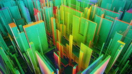3d render, abstract background, computer-generated image of geometric shapesの写真素材